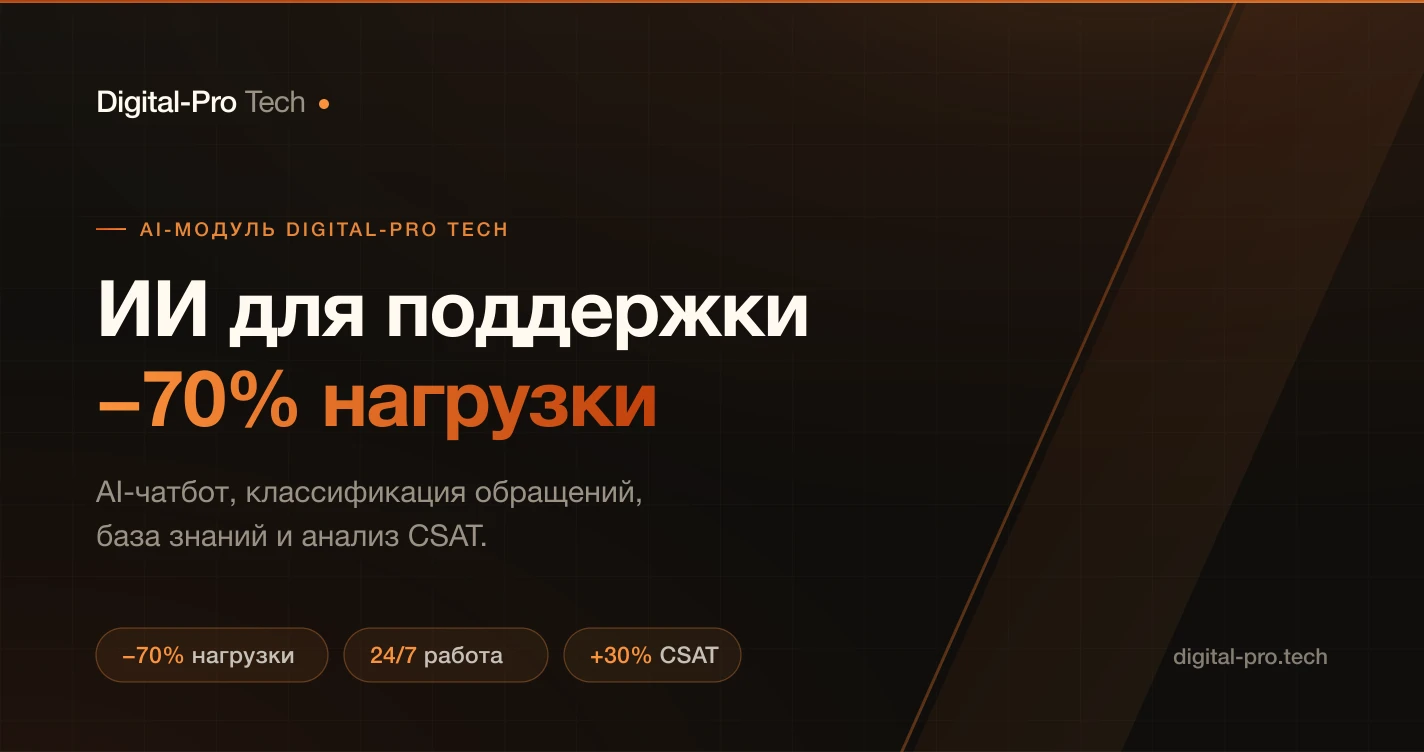 AI для поддержки — 70% без людей, 24/7 | Digital-Pro Tech